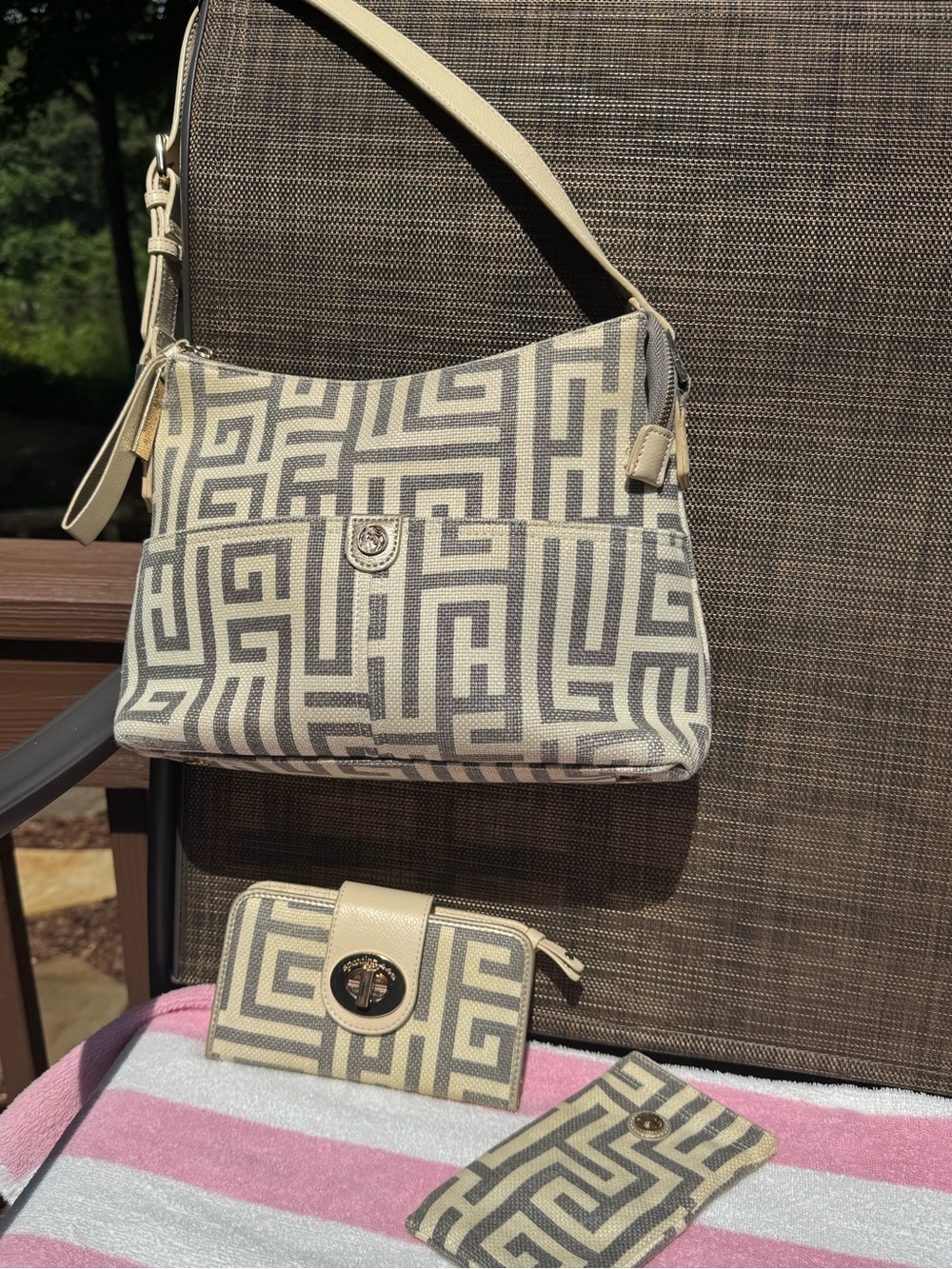 Spartina 449 Geometric Shoulder Bag Set with matching wallet and glasses case!